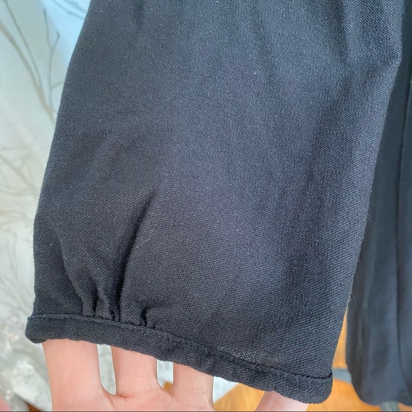 Eileen fisher black low v-neck long sleeve stretchy relaxed fit midi dress - Picture 3 of 8